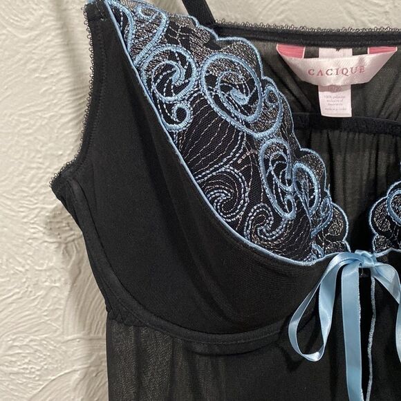 Cacique black and light blue open front lingerie top size 18/20 - Picture 3 of 7
